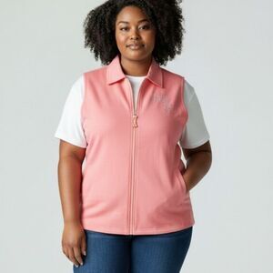 Isaac’s Designs Pink “Valley Life” Rhinestone Zip Vest Size XL